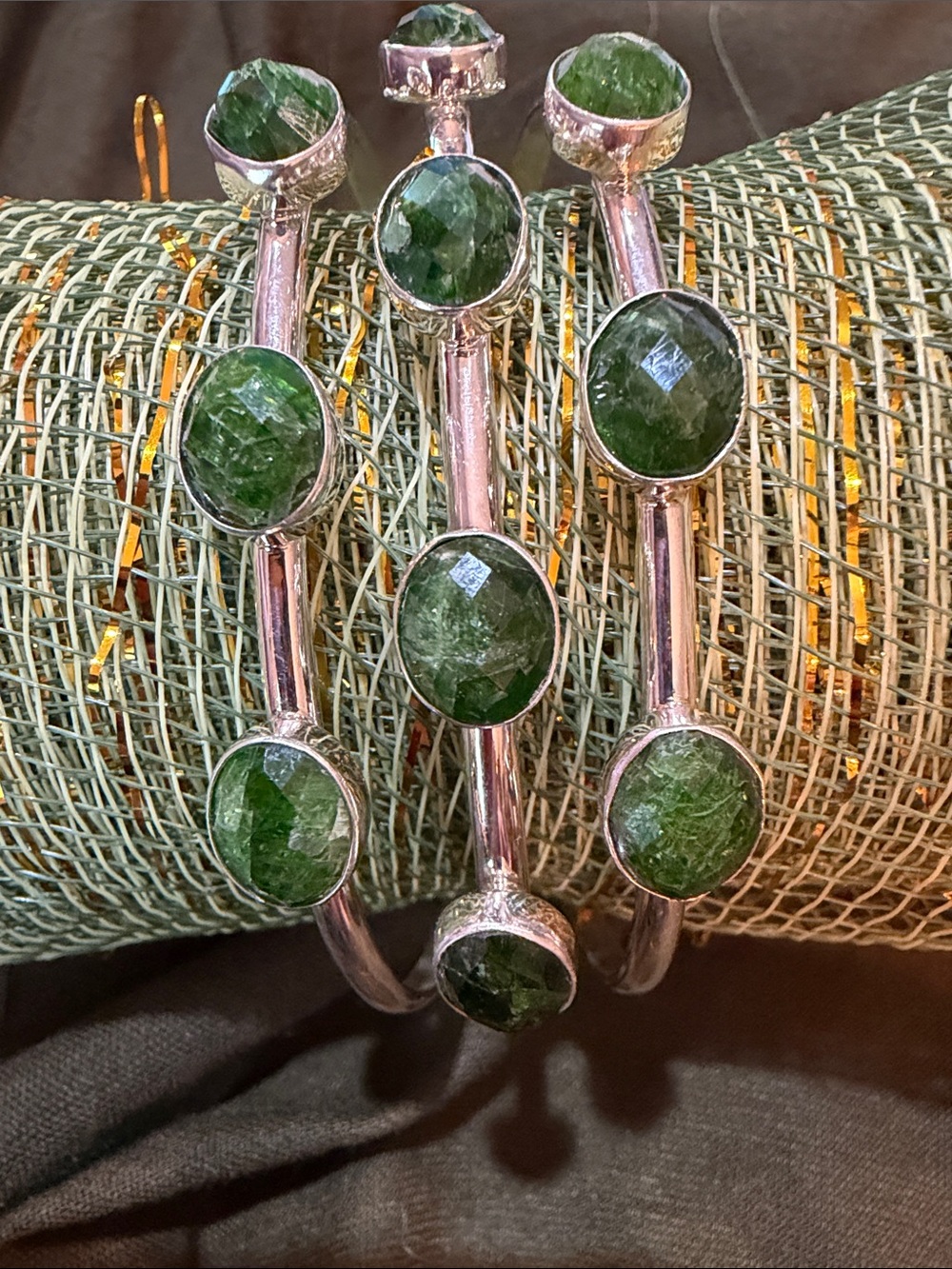 NWT Jay King Desert Rose Diopside Sterling Silver Cuff Bracelet-31g(238)